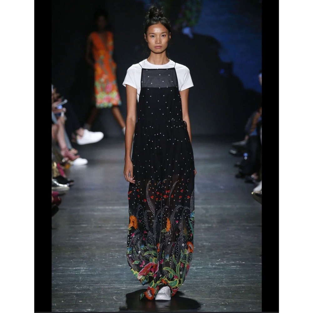 Vivienne Tam 2017 Runway Silk Blend Modern Jumper Flowing Dress Sz M Dry Cleaned